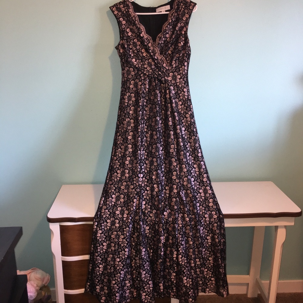 Black and pink floor length party dress